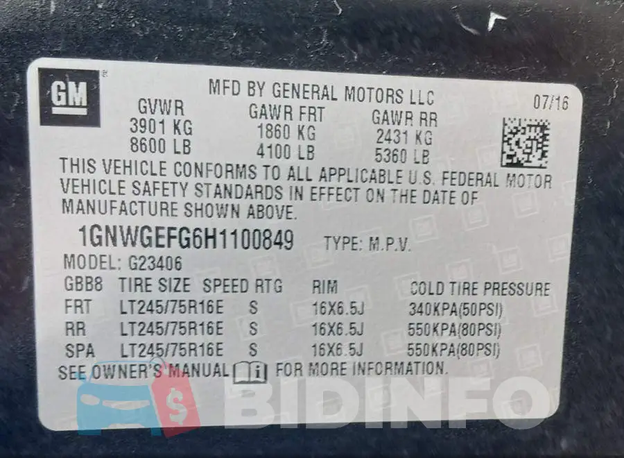 1GNWGEFG6H1100849 Photo# 7