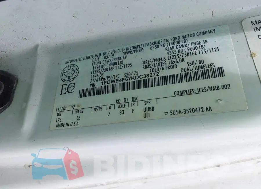 1FDWE4F67KDC38272 Photo# 8