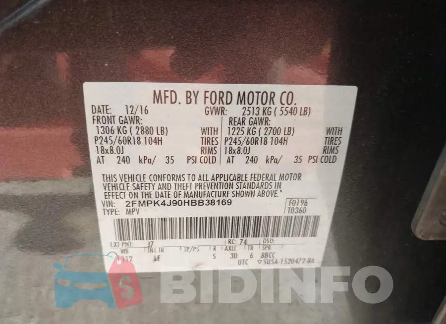 2FMPK4J90HBB38169 Photo# 9