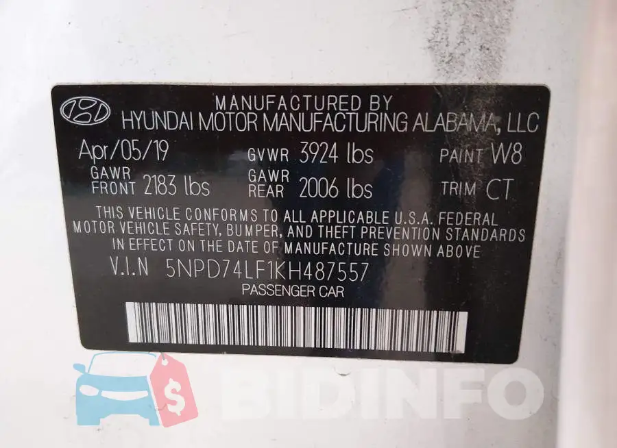 5NPD74LF1KH487557 Photo# 9