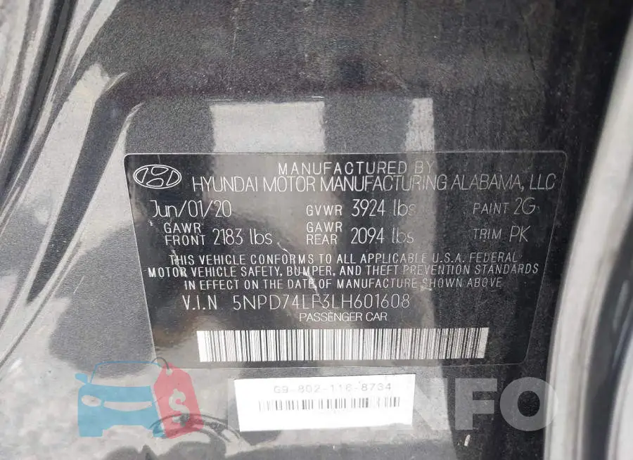5NPD74LF3LH601608 Photo# 9