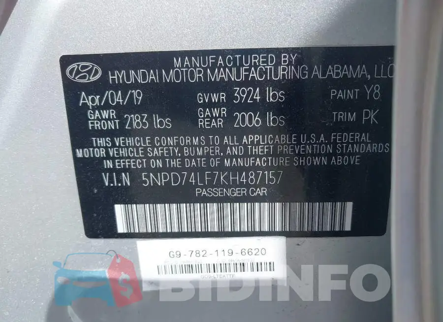 5NPD74LF7KH487157 Photo# 9