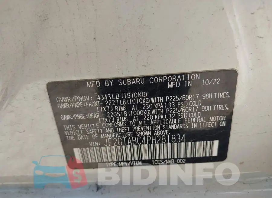 JF2GTABC4PH281834 Photo# 9