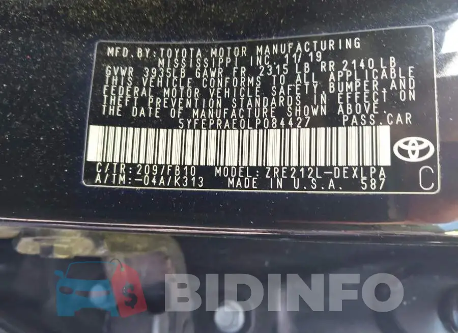 5YFEPRAE0LP084427 Photo# 9