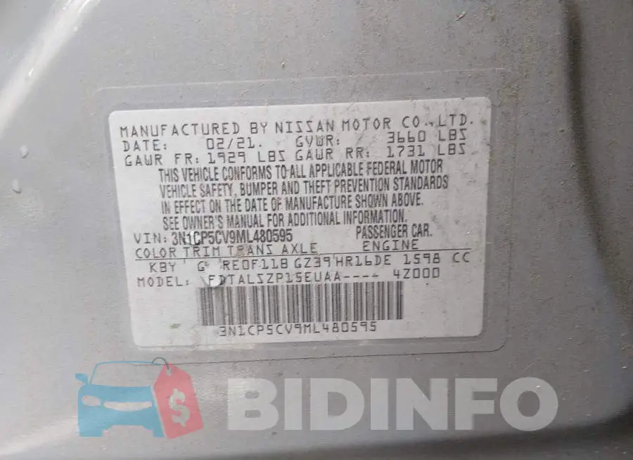 3N1CP5CV9ML480595 Photo# 9