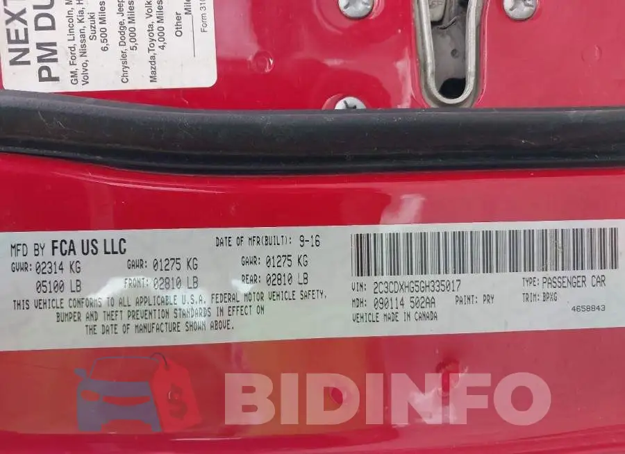 2C3CDXHG5GH335017 Photo# 9