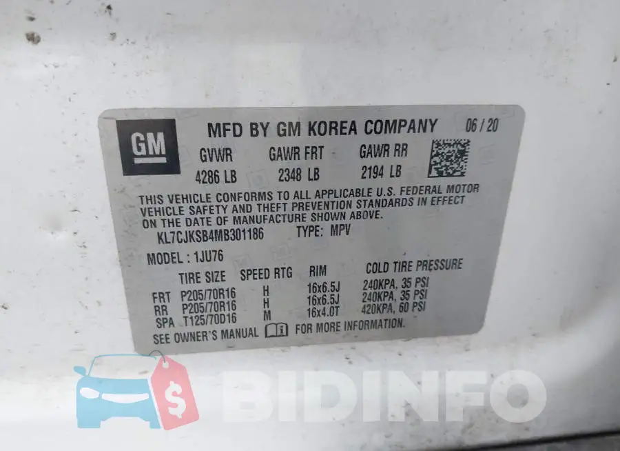 KL7CJKSB4MB301186 Photo# 9