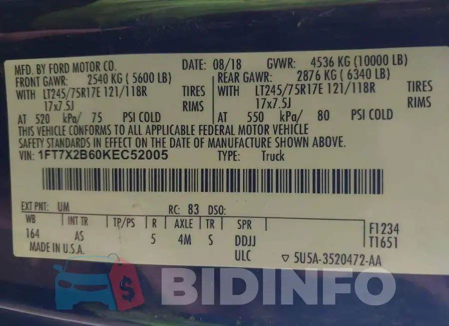 1FT7X2B60KEC52005 Photo# 9