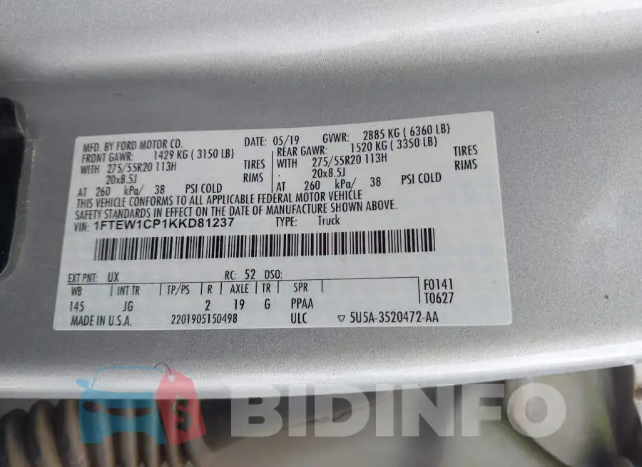 1FTEW1CP1KKD81237 Photo# 9