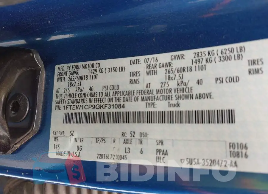 1FTEW1CP9GKF31084 Photo# 9