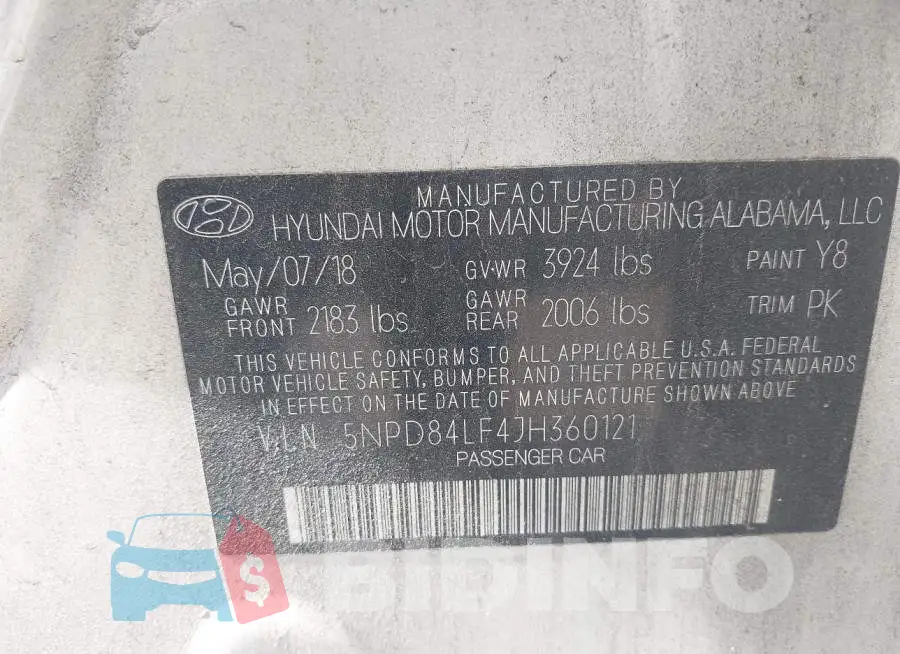 5NPD84LF4JH360121 Photo# 9