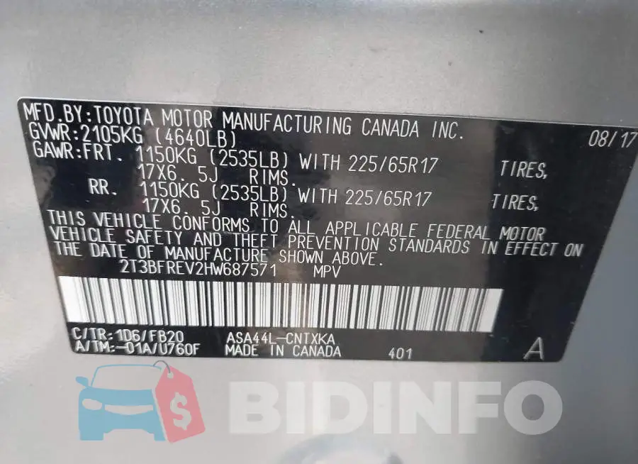 2T3BFREV2HW687571 Photo# 9