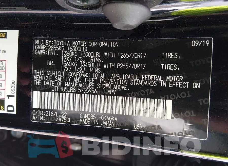 JTEBU5JR8L5755956 Photo# 9