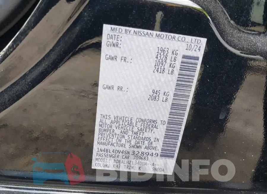1N4BL4DV4SN328949 Photo# 9