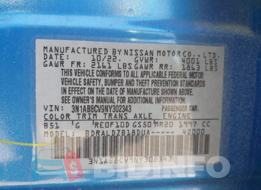 3N1AB8CV9NY302343 Photo# 9
