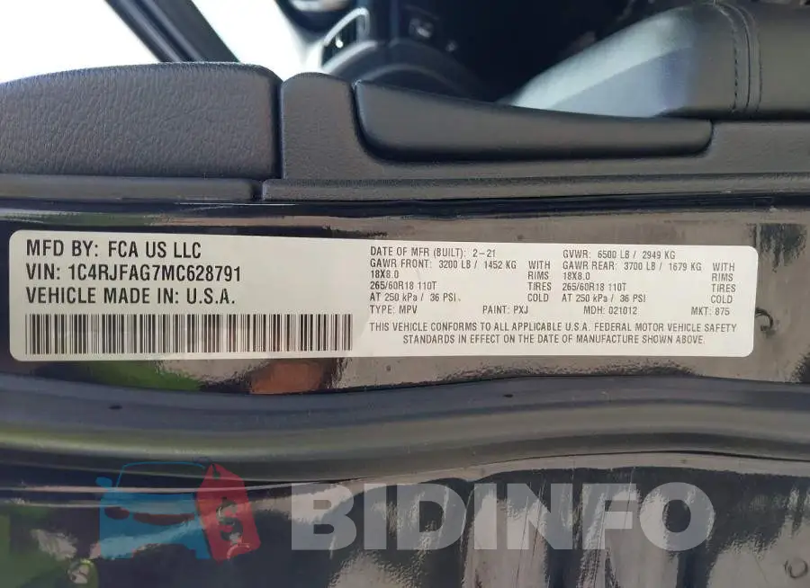 1C4RJFAG7MC628791 Photo# 9