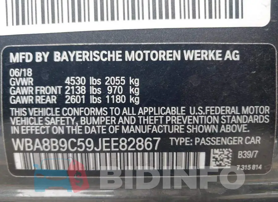 WBA8B9C59JEE82867 Photo# 9
