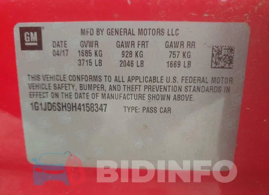 1G1JD6SH9H4158347 Photo# 9