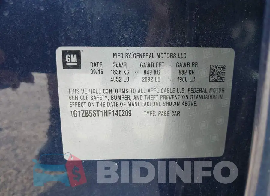 1G1ZB5ST1HF140209 Photo# 9