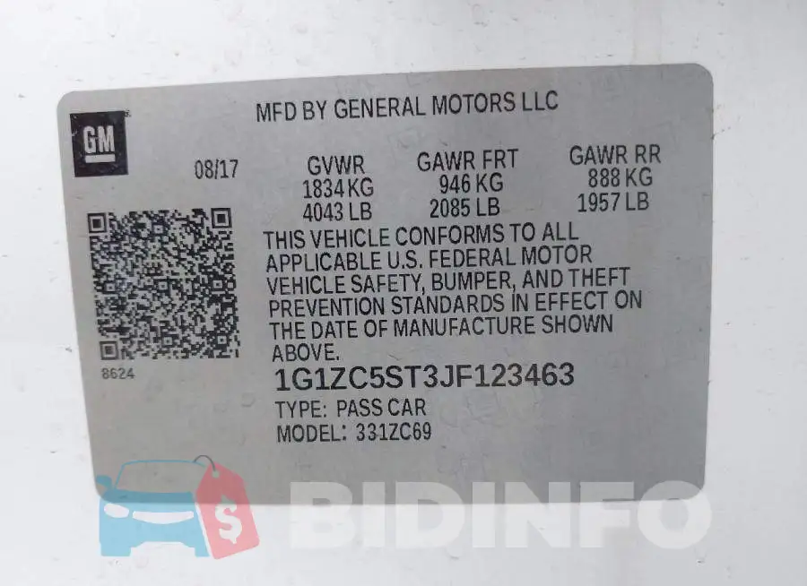 1G1ZC5ST3JF123463 Photo# 9