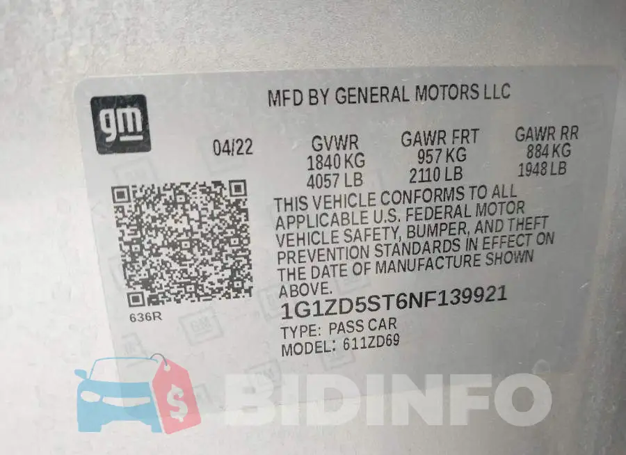 1G1ZD5ST6NF139921 Photo# 9