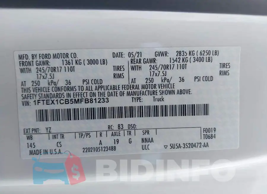 1FTEX1CB5MFB81233 Photo# 9