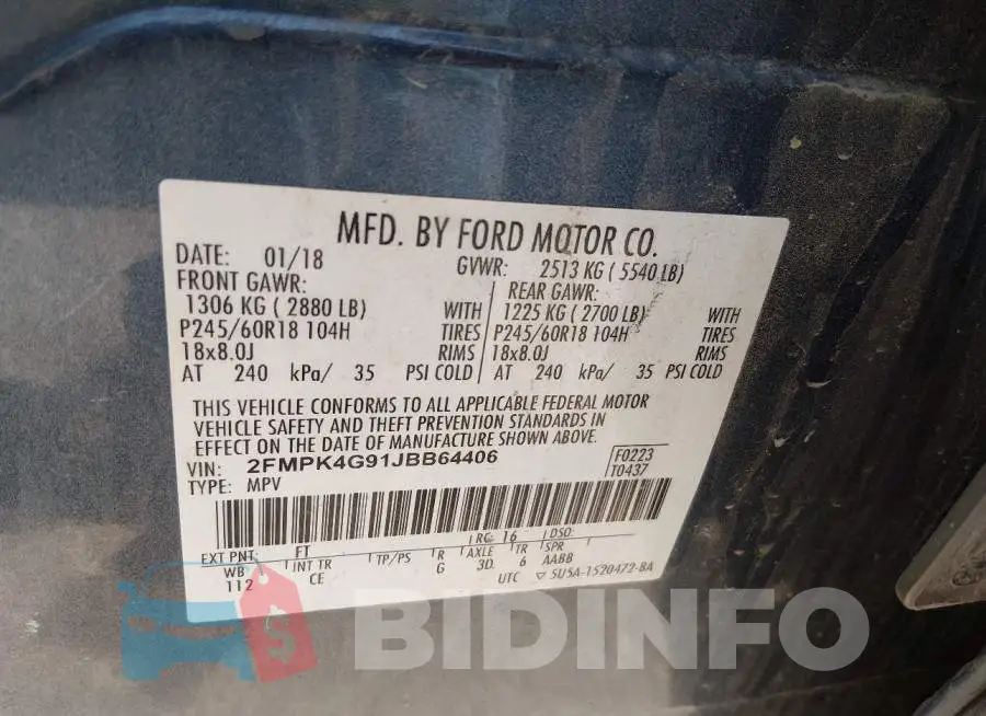 2FMPK4G91JBB64406 Photo# 9