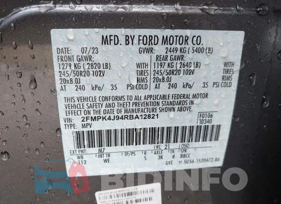 2FMPK4J94RBA12821 Photo# 9