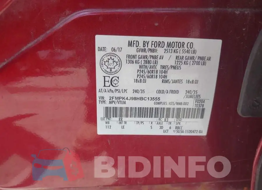 2FMPK4J98HBC13555 Photo# 9