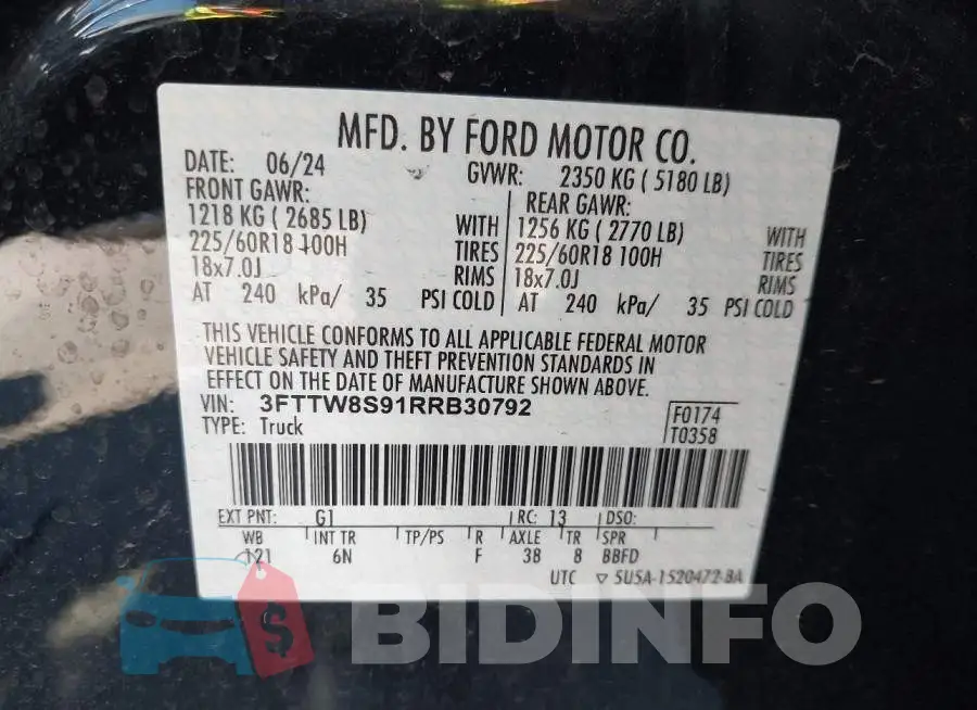 3FTTW8S91RRB30792 Photo# 9
