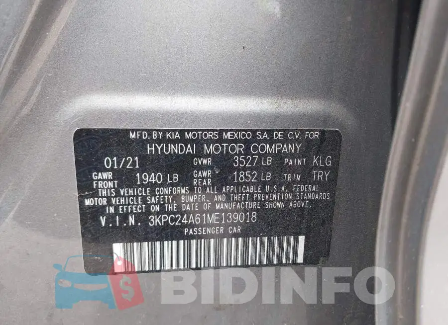 3KPC24A61ME139018 Photo# 9