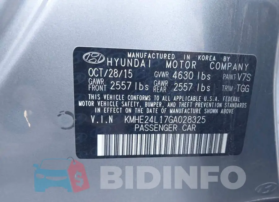 KMHE24L17GA028325 Photo# 9