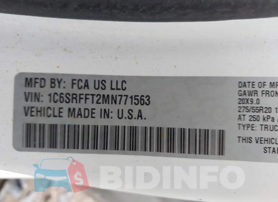 1C6SRFFT2MN771563 Photo# 9