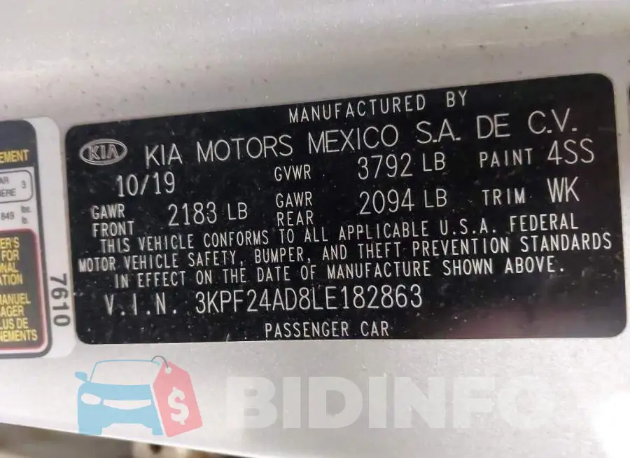 3KPF24AD8LE182863 Photo# 9