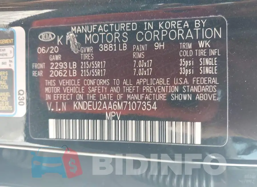 KNDEU2AA6M7107354 Photo# 9