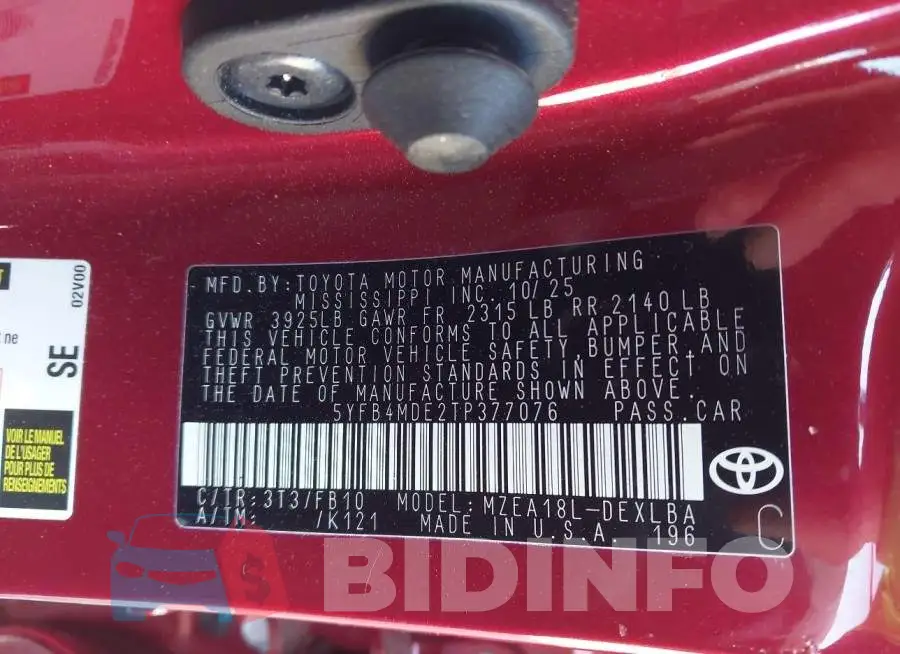 5YFB4MDE2TP377076 Photo# 9