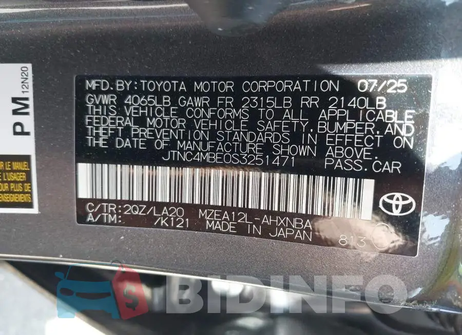 JTNC4MBE0S3251471 Photo# 9