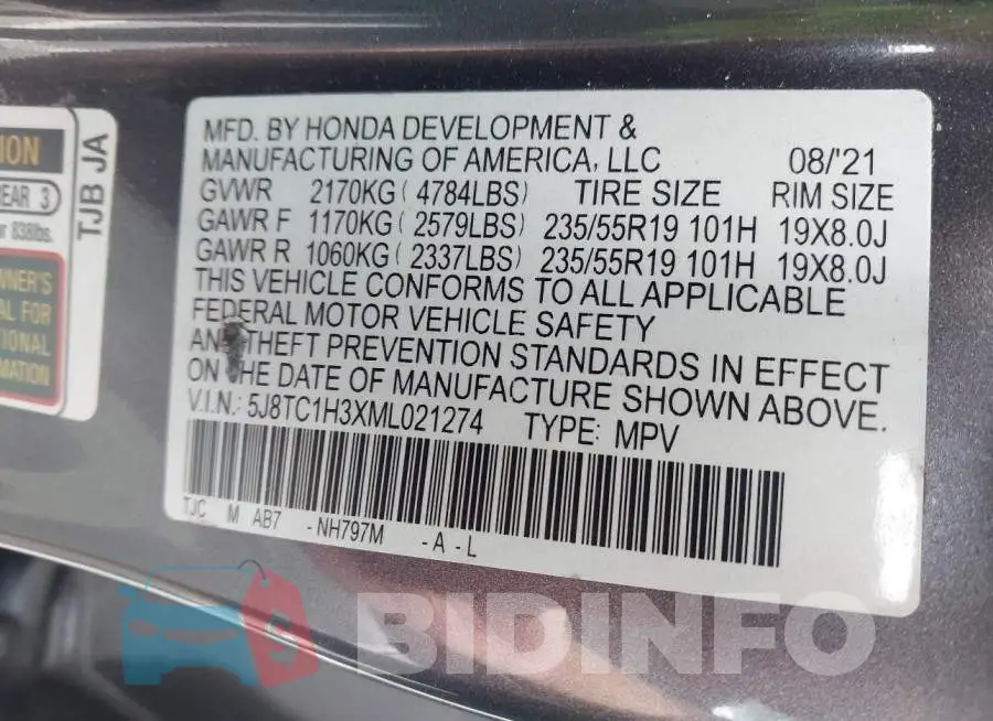 5J8TC1H3XML021274 Photo# 9