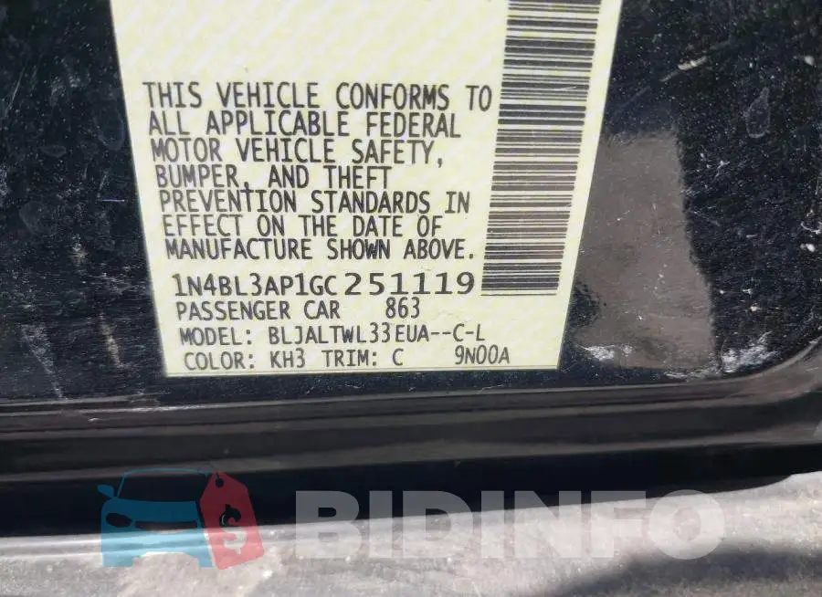 1N4BL3AP1GC251119 Photo# 9