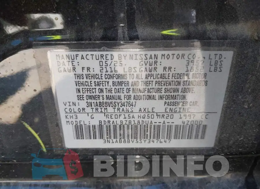 3N1AB8BV5SY347647 Photo# 9