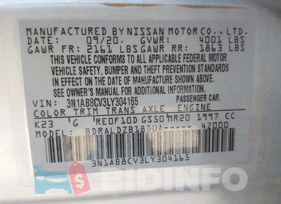 3N1AB8CV3LY304165 Photo# 9