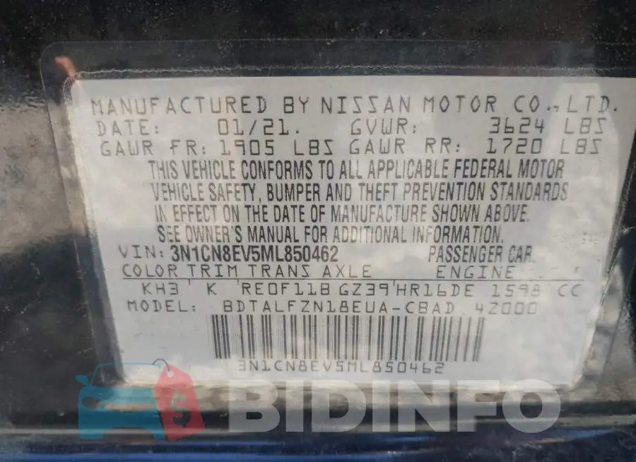 3N1CN8EV5ML850462 Photo# 9