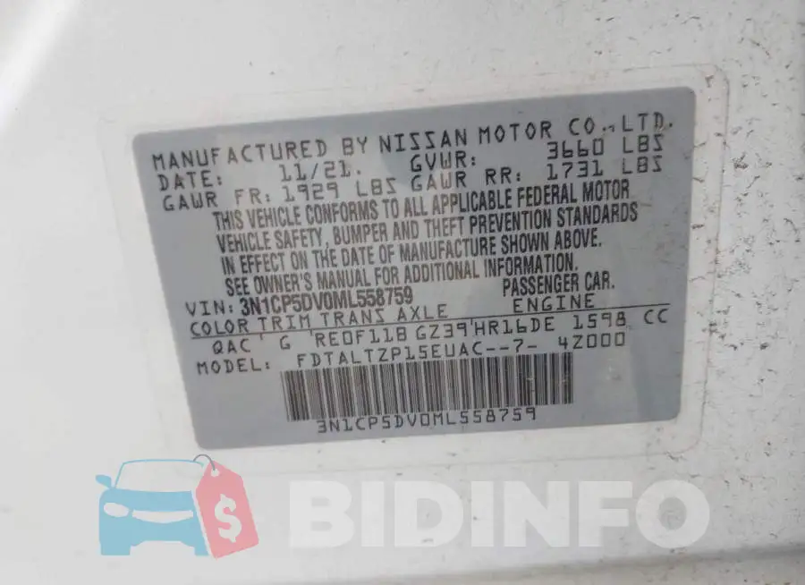 3N1CP5DV0ML558759 Photo# 9