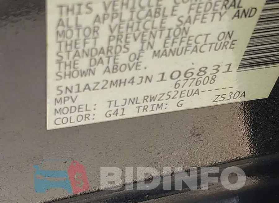 5N1AZ2MH4JN106831 Photo# 9