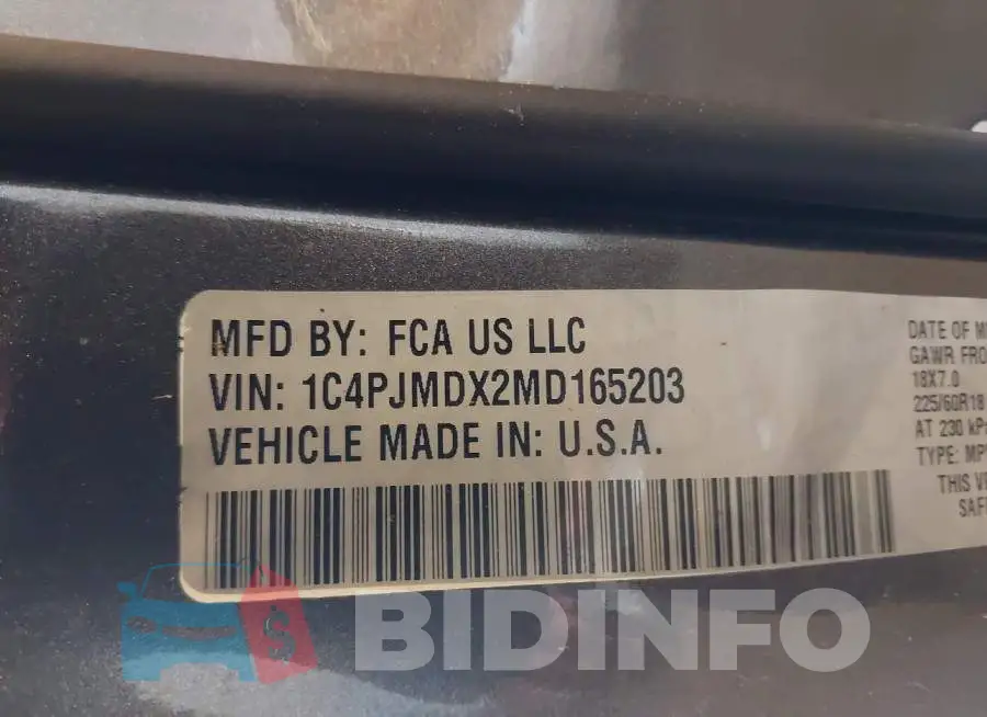 1C4PJMDX2MD165203 Photo# 9