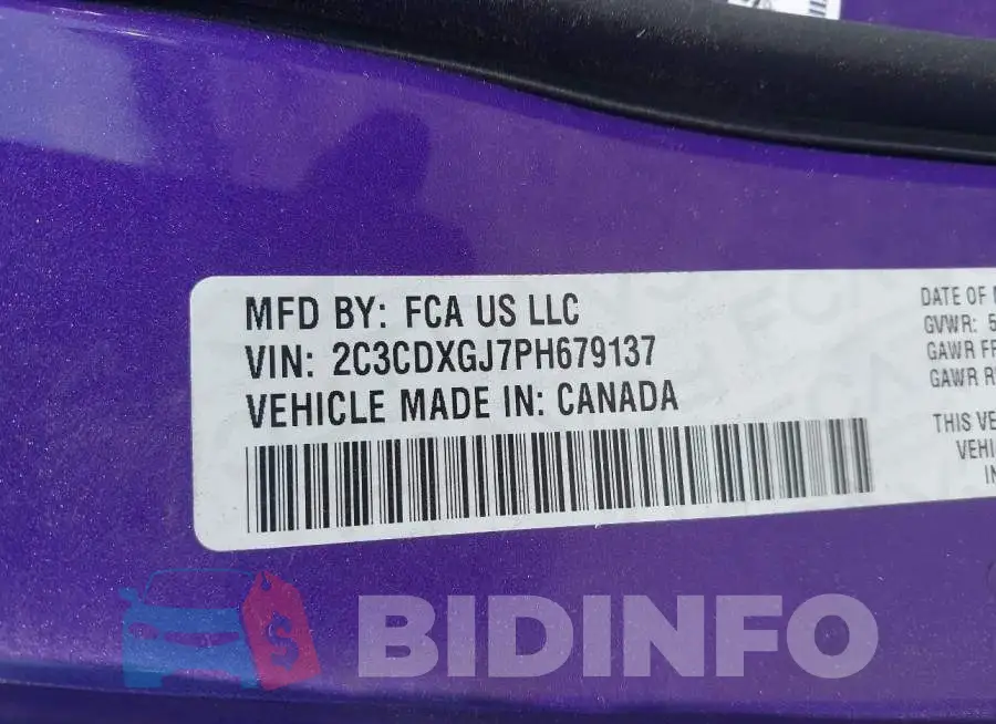 2C3CDXGJ7PH679137 Photo# 9