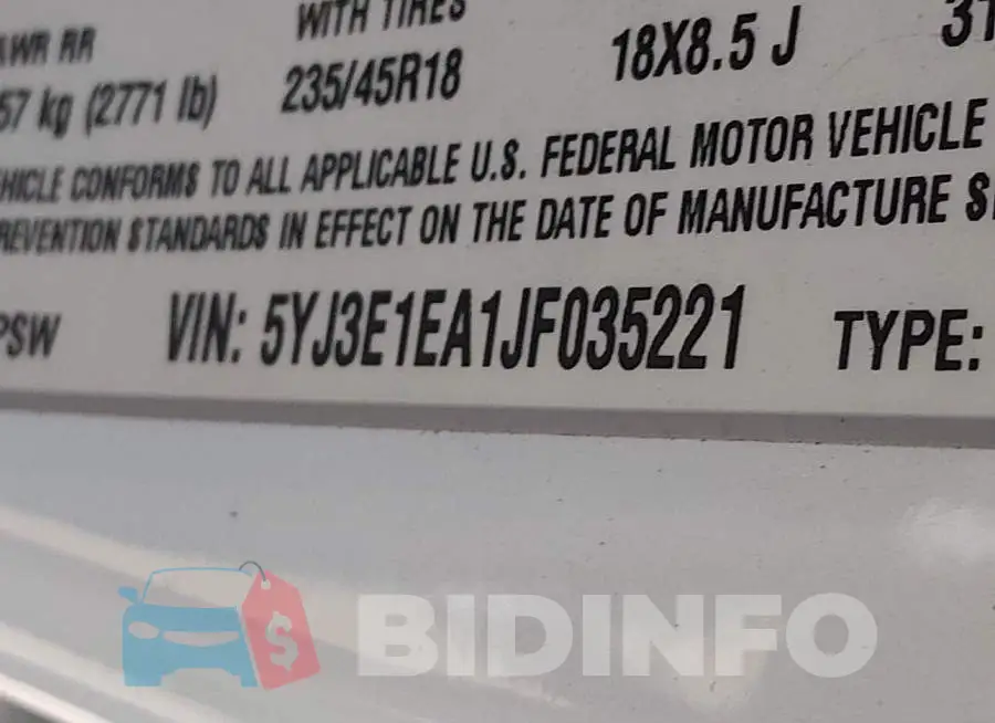 5YJ3E1EA1JF035221 Photo# 9