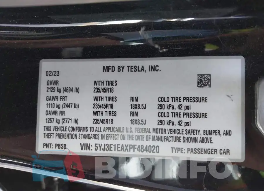 5YJ3E1EAXPF484020 Photo# 9