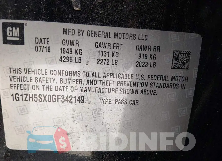 1G1ZH5SX0GF342149 Photo# 9