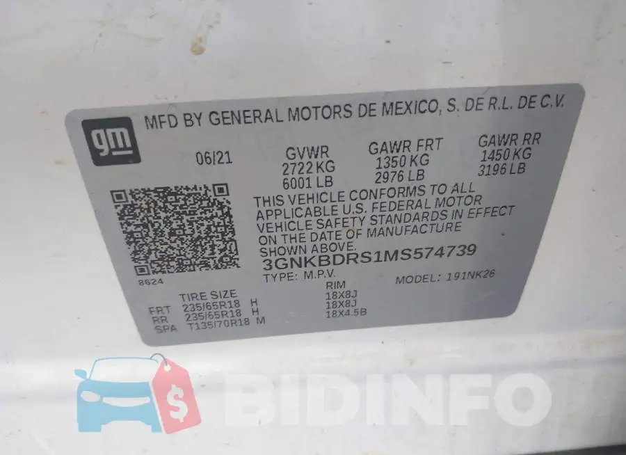 3GNKBDRS1MS574739 Photo# 9